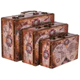 BIRENDY Truhe Kiste KD1288 Kofferoptik Kofferset, Holztruhe mit Kunstleder Schatzkiste SET Größe M + L + XL