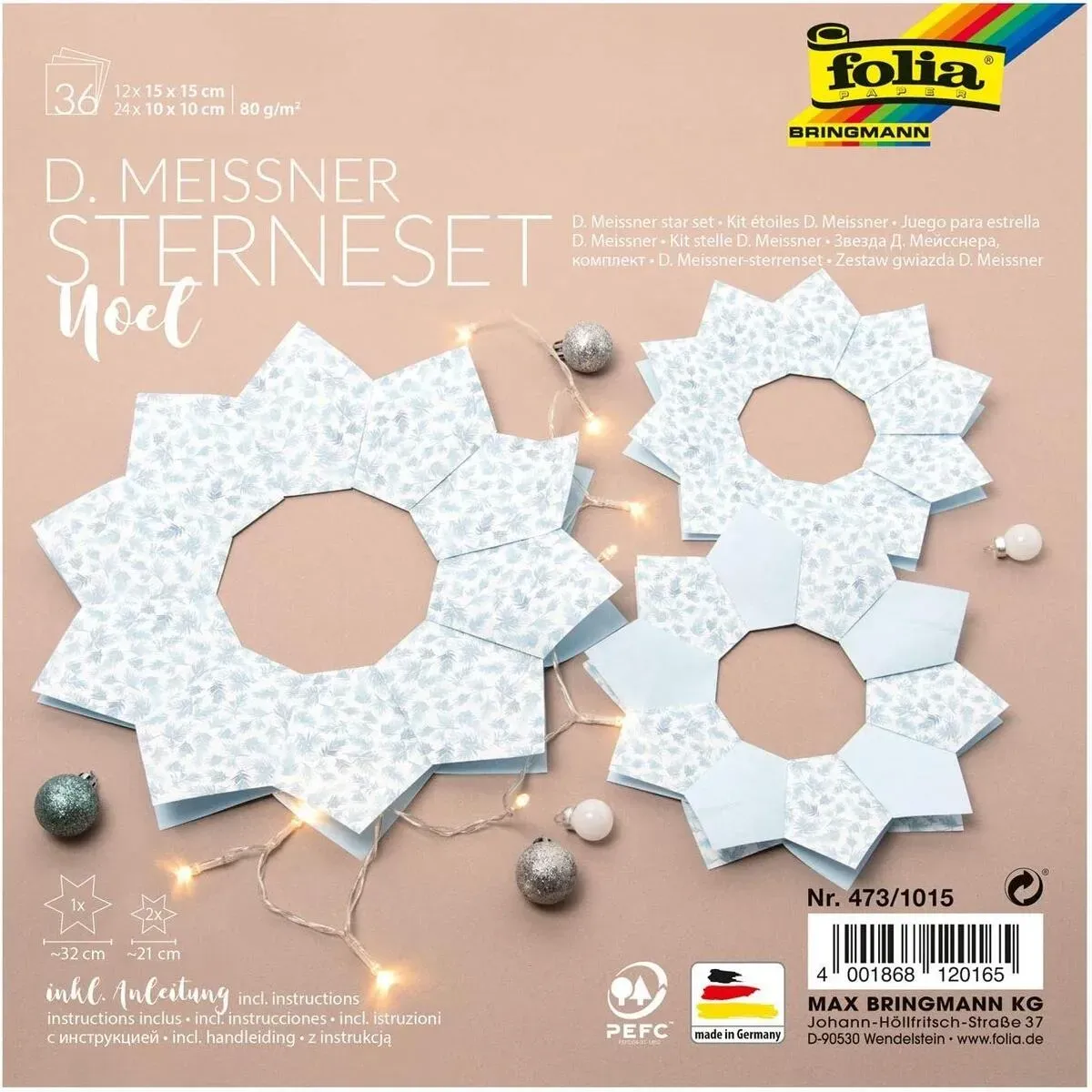 folia Faltsterne-Set "Noel" (Meißner-Technik)