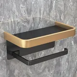 Toilettenpapierhalter Ohne Bohren, Wandmontage (doppelschicht, Schwarz Und Gold)