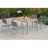 MERXX Silano Garten-Essgruppe 5-tlg. Tisch 150 x 90 cm silber/grau