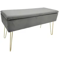 Echtwerk Polsterbank Scarlett Grau 75 x 30 x 41,5 cm