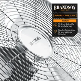 Brandson Windmaschine Retro-Design Bodenventilator 56 cm 200 W Silber
