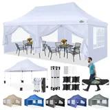 COBIZI Pavillon 3x6,Faltpavillon 3x6 Wasserdicht Stabil, Partyzelt mit 6 Seitenwänden, Upgrade-Hochdach und Tragetasche, Outdoor Pop Up Gartenpavillon für Fest, Hochzeit, Picknick, Markt, UV 50+