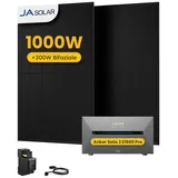 Anker Balkonkraftwerk 1000W Solaranlage Anker Solix Solarbank 2 E1600 Pro Speicher, (2x JA Solar 500Wp Paneele und Smart Meter im Lieferumfang enthalten), Speicher mit integriertem Wechselrichter, All-in-One 1600 Wh Akku