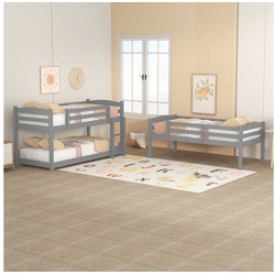 Celya Kinderbett Single-Size-Holz-Dreier-Etagenbett für Kinder 90×200cm, weiß, Grau, 208 x 97 x 191.5 cm grau