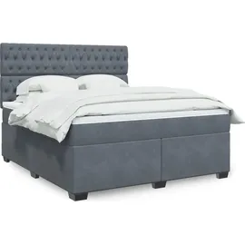 vidaXL Boxspringbett mit Matratze Dunkelgrau 180x200 cm Samt