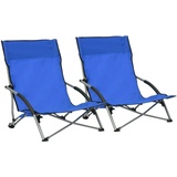 vidaXL 2X Strandstuhl Klappbar Gartenstuhl Campingstuhl Faltstuhl Stuhl Klappstuhl Anglerstuhl Regiestuhl Angelstuhl Outdoor Blau Stoff