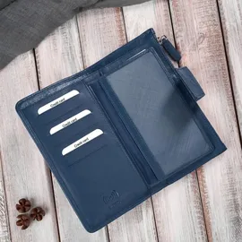PAOLO PERUZZI Große marineblaue handgefertigte Damengeldbörse mit RFID-Schutz Paolo Peruzzi AY-08-DB - Marine