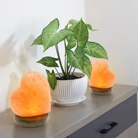 GLOBO Salzleuchte Herz Braun