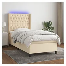 vidaXL Boxspringbett 90 x 200 cm LED Creme
