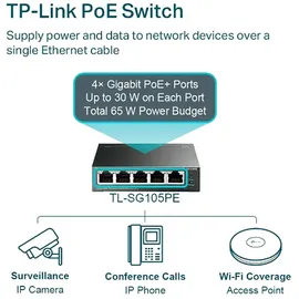 TP-Link TL-SG105PE Switch, - grau