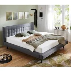 Polsterbettgestell Hellgrau Stoff 140x200 cm modernem Design