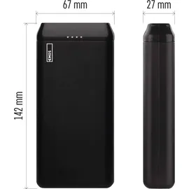 EMOS ALPHA2 Powerbank 20000mAh mit Passthrough, Ausgang 2x USB, 1x USB-C; Eingang 1x micro USB, 1x USB-C, inkl. USB-C Kabel, B0527B - schwarz