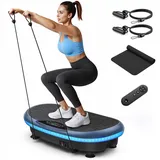 MERACH 4D Vibrationsplatte mit 7 Vibrationsmodi, 120 Geschwindigkeitsstufen, 5 Intelligenten Programmen, Integriertem Bluetooth-Lautsprecher und Umgebungslicht (Blau)