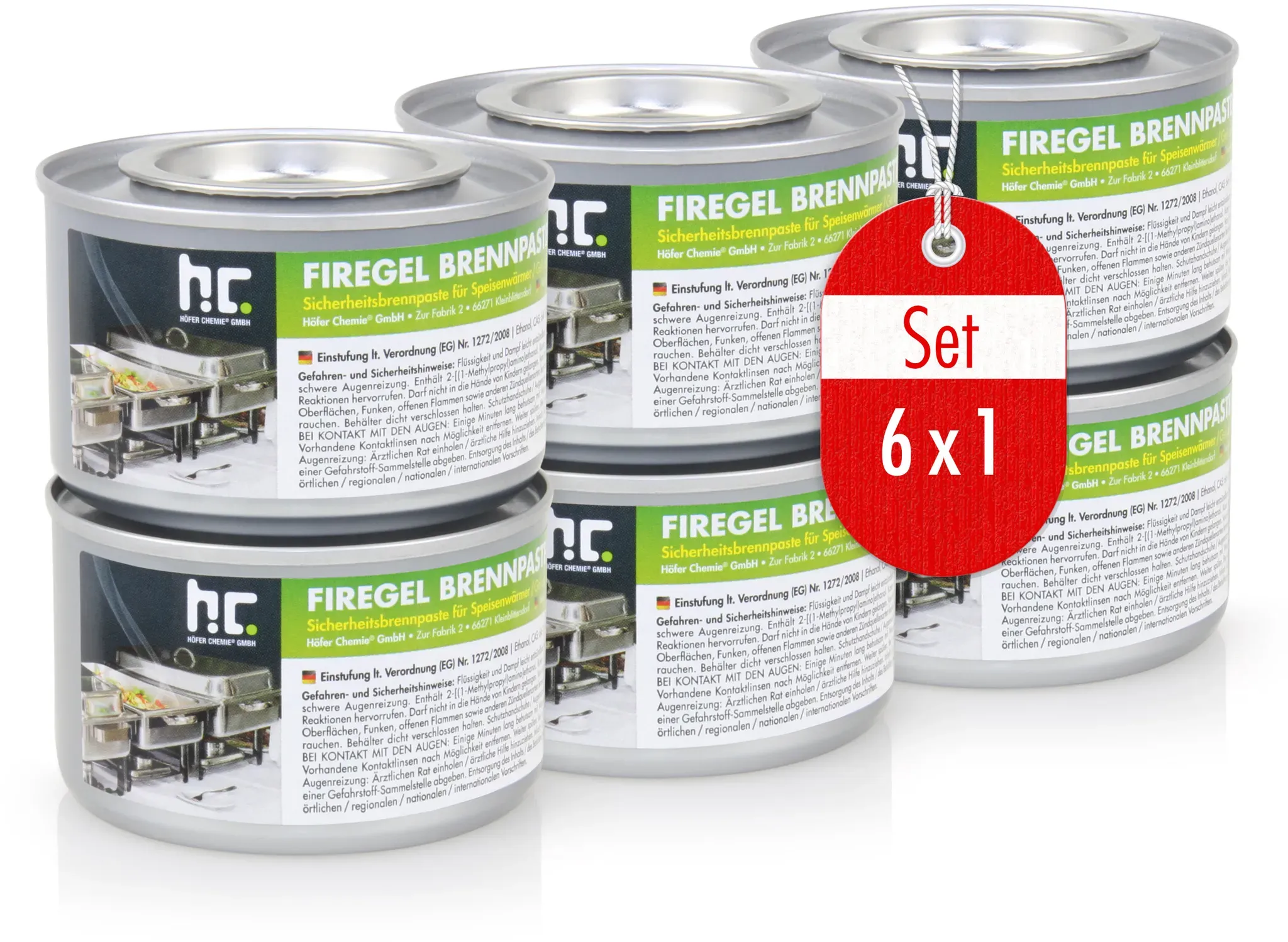 Preisvergleich Produktbild 6 x 200g Firegel Brennpaste zum Warmhalten von Speisen