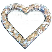 Gartenwelt Riegelsberger Herz Gitter mit kleinen Giallo Siena Steinen für Allerheiligen Grabschmuck Grabgestaltung Grabdeko Pflanzschale