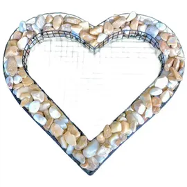 Gartenwelt Riegelsberger Herz Gitter mit kleinen Giallo Siena Steinen für Allerheiligen Grabschmuck Grabgestaltung Grabdeko Pflanzschale