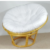 Rattani Rattanstuhl Rattan Papasan Sessel inkl. hochwertigen Polster D 110 cm Fb. honig