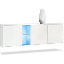 Vladon Sideboard Cuba Türen Weiß matt – Stauraum, Push-to-Open, LED-Beleuchtung