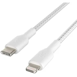 Belkin Lightning/USB-C Kabel 2m ummantelt, mfi zert., weiß