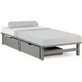 Homestyle4u Holzbett 90 x 200 cm Grau