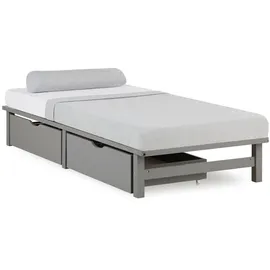 Homestyle4u Holzbett 90 x 200 cm Grau