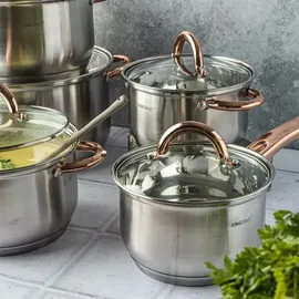 OEM KINGHOFF Rosegold Topf-Set 10-tlg. Kochtopf + Kasserolle + Glasdeckel