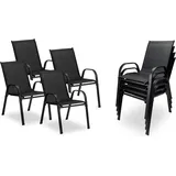sunnypillow Hochlehner Gartenstuhl 4er Set 59 x 59 x 108 cm schwarz