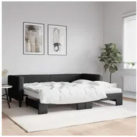 LuxusKollektion Schlafsofa Sofabett Doppelschlafstuhl 80 x 200 mit Bettkasten & Matratze Schwarz schwarz