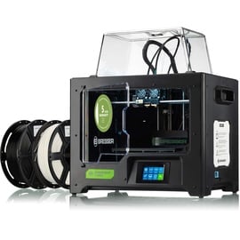 Bresser 2010500 3D Drucker T-REX WLAN FFF-3D Drucker mit Twin Extruder (zweifarbig), LCD Touchscreen und geschlossenem Ganzmetall-Rahmenkorpus für eine Baugröße bis 227x148x150mm, schwarz, groß
