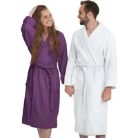 Banzaii Bademantel für Erwachsene, aus Frottee, super saugfähig, 100% Baumwolle, hochwertig, ultraweich, Bademantel mit Kapuze, Unisex für Herren und Damen | Größe L Aubergine - L