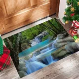 EKSED Badezimmerteppich 60x100 cm,Badematte rutschfest,Weicher Badvorleger,3D-Wasserfall-Landschaft, wasserdicht, kreativ,Mikrofaser Absorbent Badteppich für Badewanne,Dusche und Badezimmer