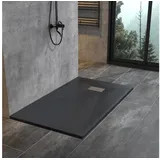 WITEN&NOCK Smc Duschwanne 140x80cm Schwarz Brausewanne Duschtasse extra flache Steinoptik Antirutschfür Duschkabine Duschwand