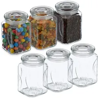 Relaxdays Vorratsgläser mit Deckel, 6er Set, Glas, 750 ml,