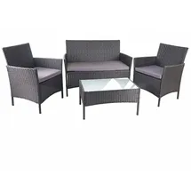 Mendler Poly-Rattan Garten-Garnitur HWC-D82, Sitzgruppe Lounge-Set ~ schwarz mit Kissen anthrazit