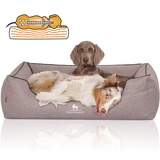 Knuffelwuff Orthopädisches Hundebett Wippo aus Velours mit Handwebcharakter L 155 x B 105 x H 25 cm Grau - abnehmbarer Bezug - waschbar - für große, mittelgroße und kleine Hunde