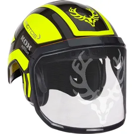 protos® Forsthelm / Schutzhelm KOX Edition mit Gehörschutz und Visier Integral Forest Schwarz/Neon Gelb OneSize