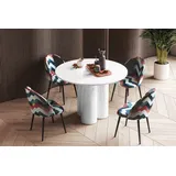 Design Esstisch Tisch HRE-111 rund Hochglanz Esszimmer 100 x 75 cm - Weiß