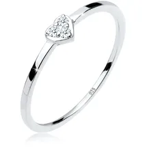 Elli DIAMONDS Ring Damen Herz Symbol Klassisch mit Diamant (0.06 ct.) in 925 Sterling Silber