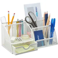 Relaxdays Schreibtisch-Organizer Metall 19000 x 12500 mm Weiß 6 St.
