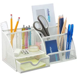 Relaxdays Schreibtisch-Organizer Metall 19000 x 12500 mm Weiß 6 St.