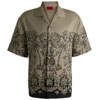 Hugo Loose Fit Freizeithemd aus Leinen-Lyocell-Mix Modell 'Espino', Hellbraun,