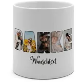 PhotoFancy® - XL Tasse 'Danke' - Personalisierte Fototasse mit eigenem Foto und Text - Große Tasse selbst gestalten - Jumbo-Becher XL 500 ml
