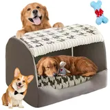 Cozy Dog House Bed Gemütliches Hundehaus Cozy House Dog Bed hundehöhle Indoor höhle Hund Hunde höhlenbett hundehaus für drinnen (grau,XXL)