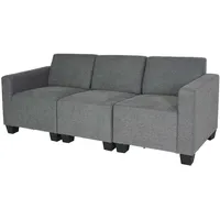 Modular 3-Sitzer Sofa Couch Moncalieri, Stoff/Textil ~ grau