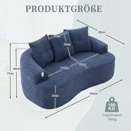 stilvora Zweisitzer-Sofa Chenille Blau 164x92x60 cm, ohne Montage