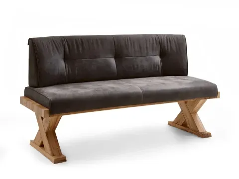 Niehoff Alexa Polsterbank 168cm aus Balkeneiche, Bezug Aberdeen anthrazit