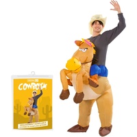 AirSuit® Aufblasbares Cowboy-Kostüm | Skurriles aufblasbares Kostüm | Premium Qualität | Größe für Erwachsene | Polyester | Bequem | Widerstandsfähig | Aufblassystem inklusive | OriginalCup®