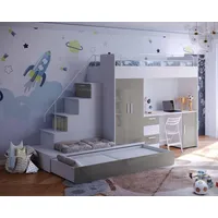 aea Hochbett mit Schreibtisch – Für mehr Platz im Jugendzimmer oder Büro. - Grau