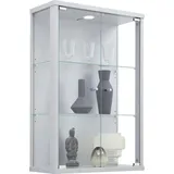 fif möbel Vitrine OPTIMA Hängevitrine/Glasvitrine 2x Glastür,perfekt für Sammler,Sammlervitrine silberfarben